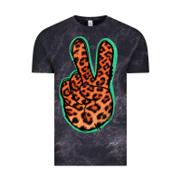 Cloud Black Orange Leopard Peace Sign Vintage Tee - Jasminsmagicworld