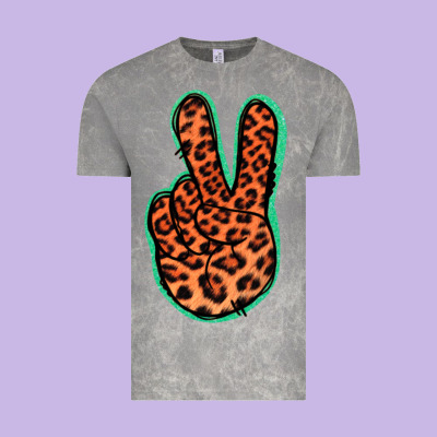 Orange Leopard Peace Sign Vintage Tee Designed By Jasminsmagicworld