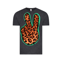 Vintage Black Orange Leopard Peace Sign Vintage Tee - Jasminsmagicworld