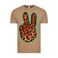Vintage Coffee Orange Leopard Peace Sign Vintage Tee - Jasminsmagicworld