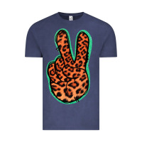 Vintage Denim Orange Leopard Peace Sign Vintage Tee - Jasminsmagicworld