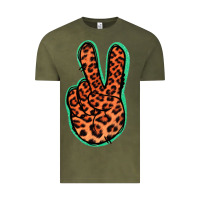Vintage Olive Orange Leopard Peace Sign Vintage Tee - Jasminsmagicworld