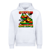 White Steppin' into Juneteenth Urban Hoodie - FaDigitalArtStudio