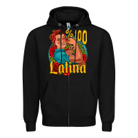 Black hundred percent latina strong woman Zipper Hoodie - Jasminsmagicworld