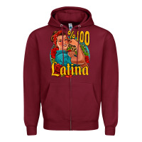 Burgundy hundred percent latina strong woman Zipper Hoodie - Jasminsmagicworld