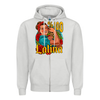 Dove Grey hundred percent latina strong woman Zipper Hoodie - Jasminsmagicworld