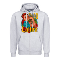 Heather Grey hundred percent latina strong woman Zipper Hoodie - Jasminsmagicworld