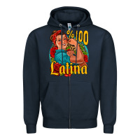 Navy hundred percent latina strong woman Zipper Hoodie - Jasminsmagicworld