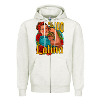 Oatmeal Heather hundred percent latina strong woman Zipper Hoodie - Jasminsmagicworld
