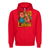 Red hundred percent latina strong woman Zipper Hoodie - Jasminsmagicworld