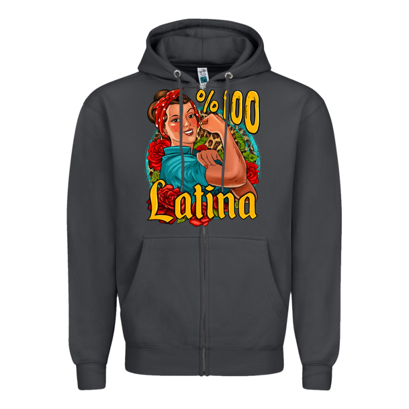 Hundred Percent Latina Strong Woman Zipper Hoodie by Jasminsmagicworld | Teevron