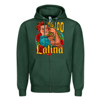Sports Green hundred percent latina strong woman Zipper Hoodie - Jasminsmagicworld