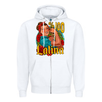 White hundred percent latina strong woman Zipper Hoodie - Jasminsmagicworld