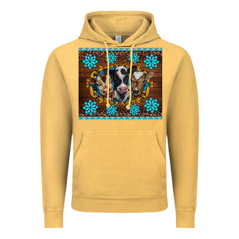 Western Baby Cow Turquoise Gemstones  Leopards Vintage Hoodie by BarkalooDesign | Teevron