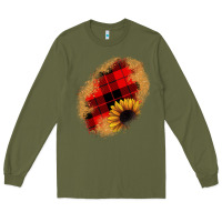 Army Green sunflower Christmas patch Long Sleeve Tee - JahusDesignShop
