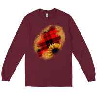 Burgundy sunflower Christmas patch Long Sleeve Tee - JahusDesignShop