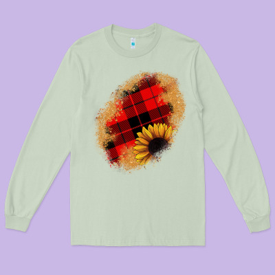 Sunflower Christmas Patch Long Sleeve Tee Designed By Jahusdesignshop