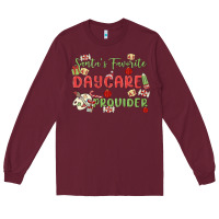 Burgundy santa's favorite daycare provider Long Sleeve Tee - MaliasSmallBusiness