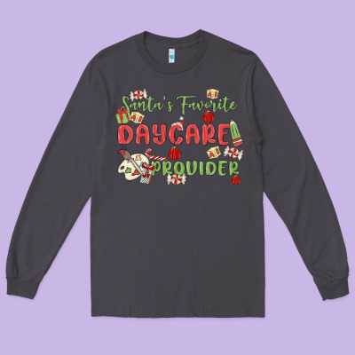 Santa's Favorite Daycare Provider Long Sleeve Tee Designed By Maliassmallbusiness