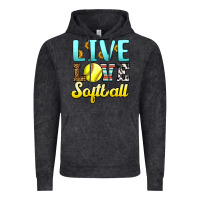 Vintage Black live love softball Vintage Hoodie - LillyAllenDesigns