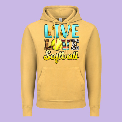 Live Love Softball Vintage Hoodie Designed By Lillyallendesigns
