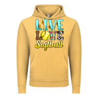 Vintage Mustard live love softball Vintage Hoodie - LillyAllenDesigns