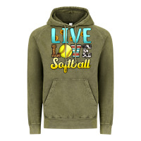 Vintage Olive live love softball Vintage Hoodie - LillyAllenDesigns