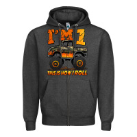 Charcoal Heather i'm one this is how i roll monster truck birthday Zipper Hoodie - Jasminsmagicworld