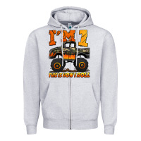 Heather Grey i'm one this is how i roll monster truck birthday Zipper Hoodie - Jasminsmagicworld