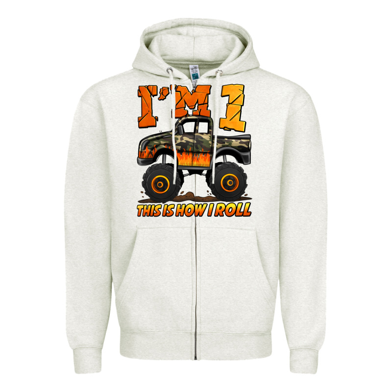 I'm One This Is How I Roll Monster Truck Birthday Zipper Hoodie by Jasminsmagicworld | Teevron