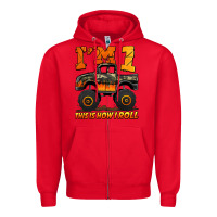 Red i'm one this is how i roll monster truck birthday Zipper Hoodie - Jasminsmagicworld