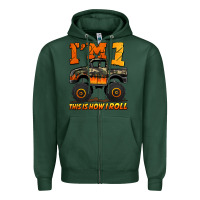 Sports Green i'm one this is how i roll monster truck birthday Zipper Hoodie - Jasminsmagicworld
