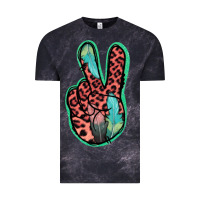 Cloud Black Feather Pink Leopard Peace Sign Vintage Tee - Jasminsmagicworld