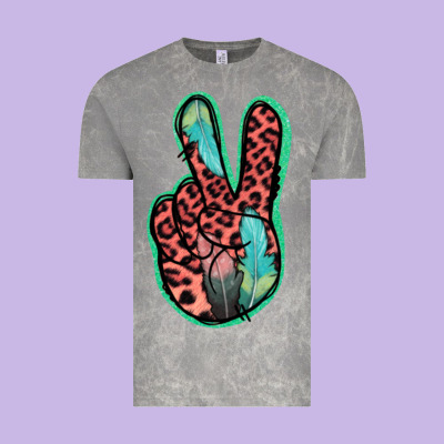 Feather Pink Leopard Peace Sign Vintage Tee Designed By Jasminsmagicworld
