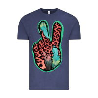 Vintage Denim Feather Pink Leopard Peace Sign Vintage Tee - Jasminsmagicworld