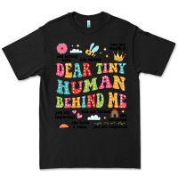 Black customized teacher dear tiny human behind me back Premium Tee - JahusDesignShop