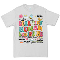 Dove Grey customized teacher dear tiny human behind me back Premium Tee - JahusDesignShop