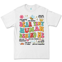 White customized teacher dear tiny human behind me back Premium Tee - JahusDesignShop