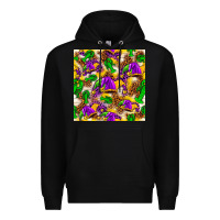 Black Mardi Gras jester had and crawfish with leopard pa Premium Hoodie - HowdyJamesFarm