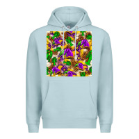Blue Mist Mardi Gras jester had and crawfish with leopard pa Premium Hoodie - HowdyJamesFarm