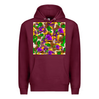 Burgundy Mardi Gras jester had and crawfish with leopard pa Premium Hoodie - HowdyJamesFarm