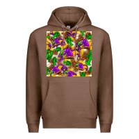 Chestnut Mardi Gras jester had and crawfish with leopard pa Premium Hoodie - HowdyJamesFarm