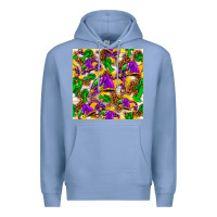 Colony Blue Mardi Gras jester had and crawfish with leopard pa Premium Hoodie - HowdyJamesFarm