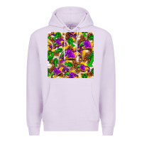 Lilac Mardi Gras jester had and crawfish with leopard pa Premium Hoodie - HowdyJamesFarm