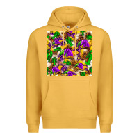 Mustard Mardi Gras jester had and crawfish with leopard pa Premium Hoodie - HowdyJamesFarm