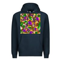 Navy Mardi Gras jester had and crawfish with leopard pa Premium Hoodie - HowdyJamesFarm
