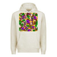 Oatmeal Heather Mardi Gras jester had and crawfish with leopard pa Premium Hoodie - HowdyJamesFarm