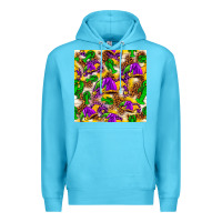Ocean Blue Mardi Gras jester had and crawfish with leopard pa Premium Hoodie - HowdyJamesFarm