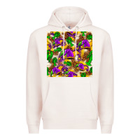 Pale Pink Mardi Gras jester had and crawfish with leopard pa Premium Hoodie - HowdyJamesFarm