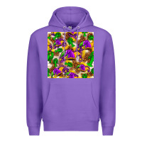Purple Mardi Gras jester had and crawfish with leopard pa Premium Hoodie - HowdyJamesFarm